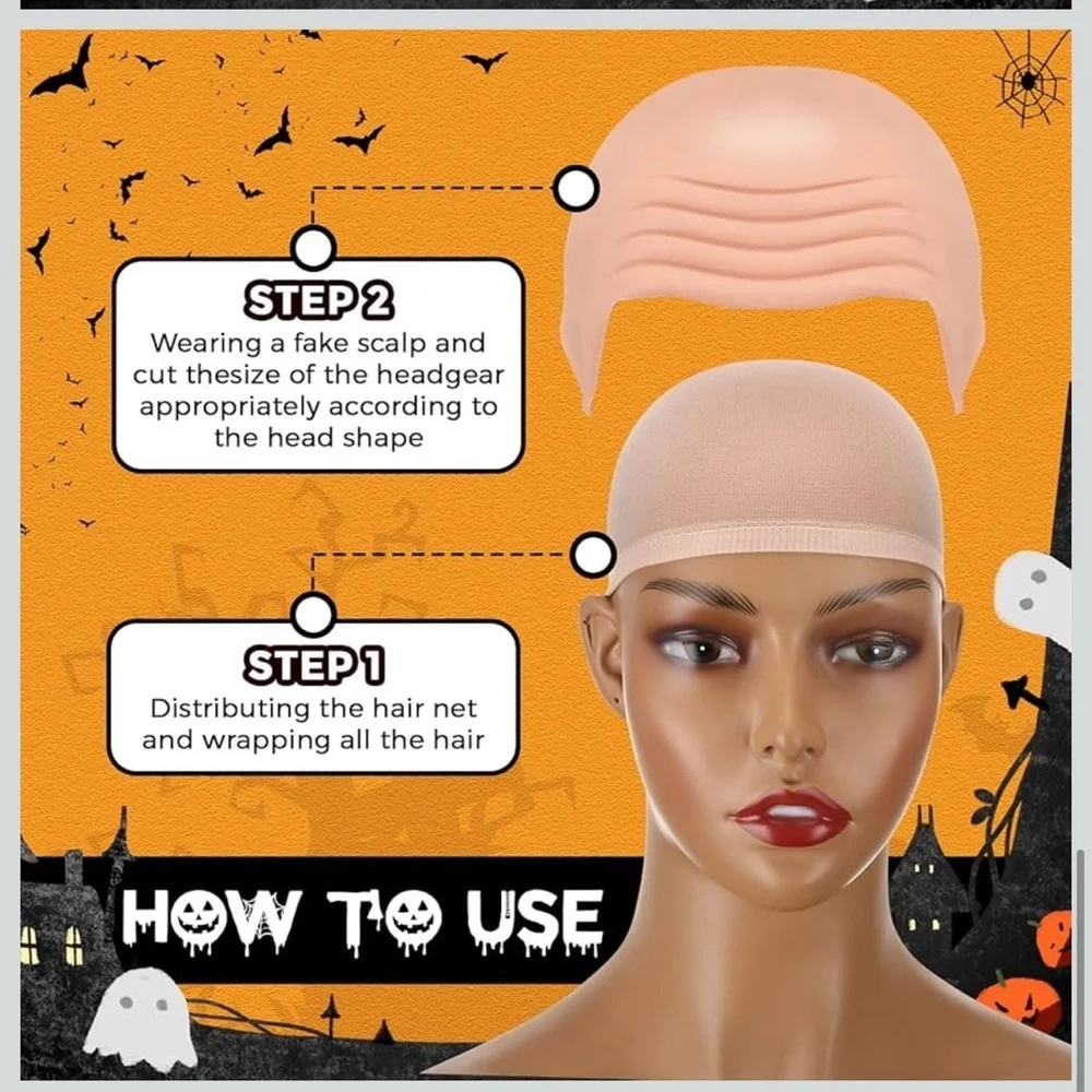 Bald Adult Head Cover Comfortable Stretchy Dress up Head Gear for Halloween